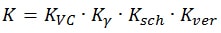 Formel für die Berechnung des Korrekturfaktors K=Kvc*Ky*Ksch*Kver