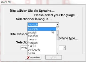 Sprachauswahl in WinPC-NC USB